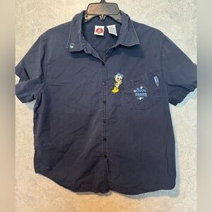 Vintage Looney Tunes Button Down Shirt Top Tweety